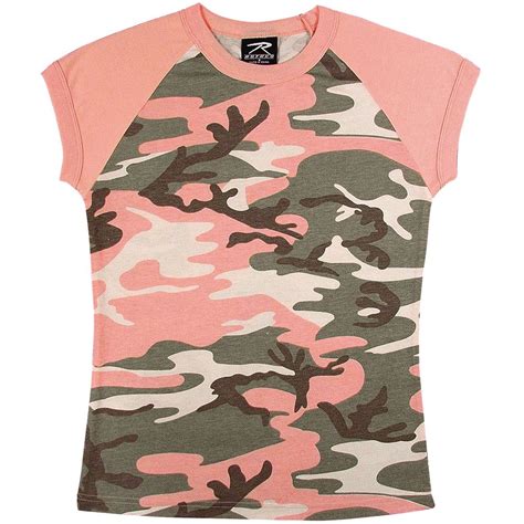 Womens Short Sleeve Camo Raglan T Shirt Camouflageca