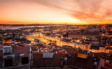 Wallpaper Id 1416467 River Lisbon Building Night City Panorama