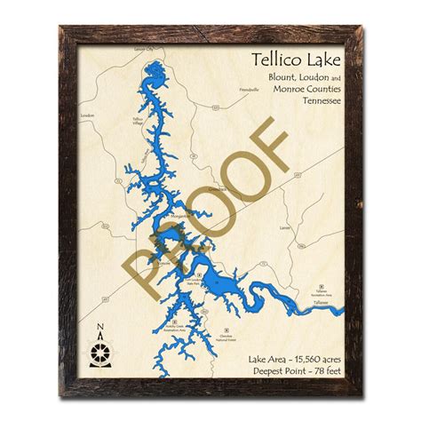 Tellico Lake Tennessee 3d Wood Map Cabin Decor Lake House Etsy