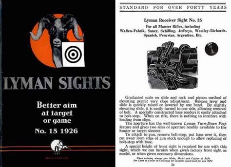 Lyman 1926 Gun Sights Catalog 15 Cornell Publications