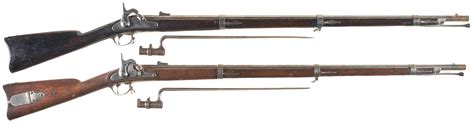 Two Civil War Percussion Rifle Muskets W Bayonets Rock Island Auction