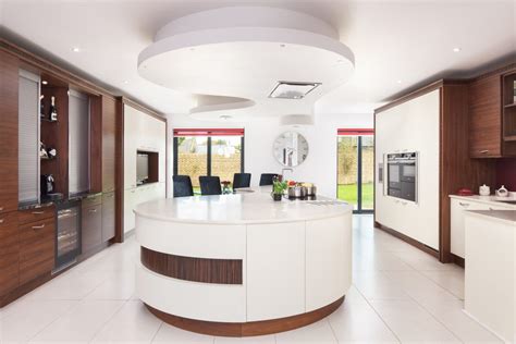 Cream And Timber Kitchen With Curved Island Stoneham Kitchens