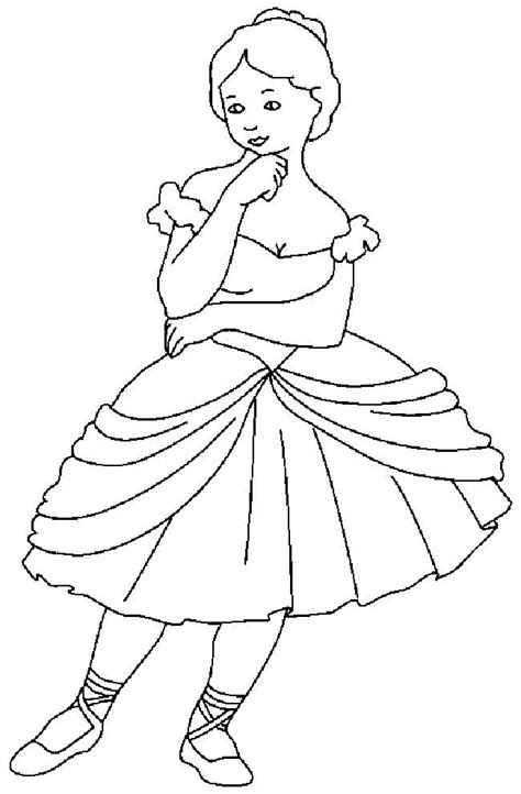 Line art drawing for kids activity coloring book. Ballerina Coloring Pages for childrens printable for free