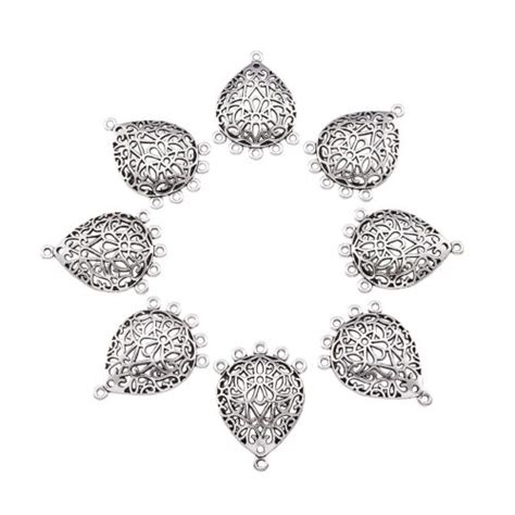 Pcs Antique Silver Alloy Drop Chandeliers Filigree Dome Earring
