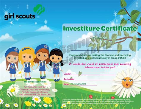 Daisy Girl Scout Investiture Certificates Designed By Me Girl Scout Promise Daisy Girl