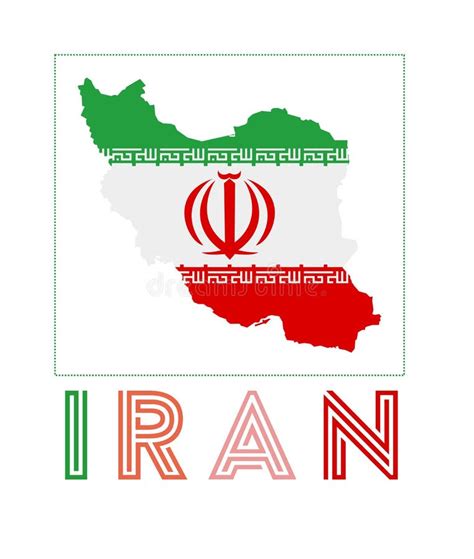 Logotipo Do Irã Mapa Do Irã Com Nome E Bandeira Do País Ilustração Do