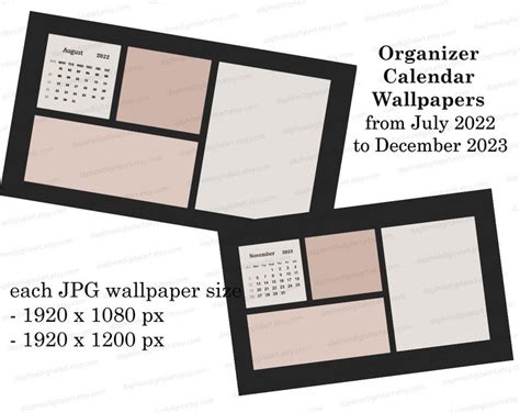 Desktop Wallpaper Organizer With Calendar 2022 2023 Mac And Etsy