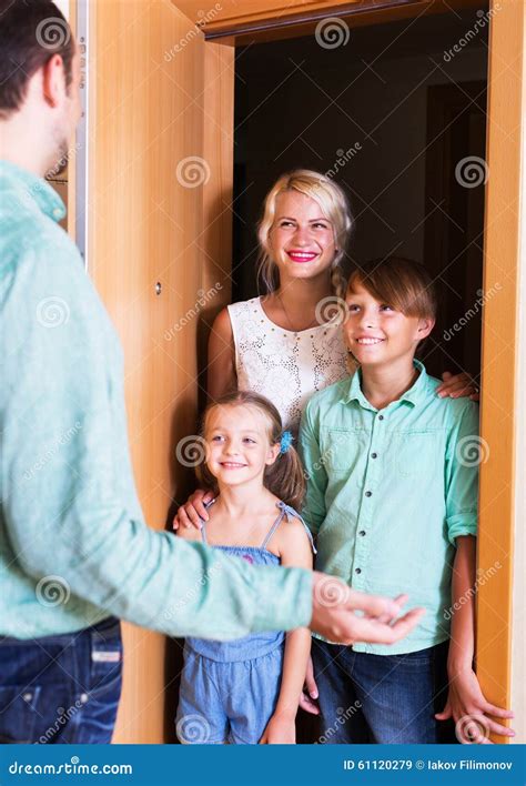 Friends Coming With Visit Stock Image Image Of Door 61120279