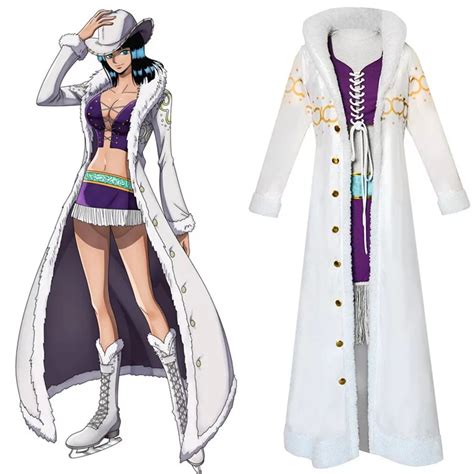 nico robin cosplay costumes purple vest and skirt with white coat outfits for men s and women s