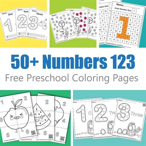 50 Free Numbers Preschool Coloring Pages