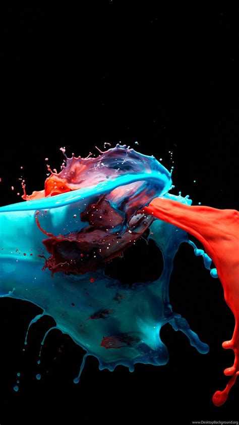 Download hd iphone wallpapers and backgrounds. 3D Paint Splash Red Blue Mixing Android Wallpapers Free Download Desktop Background