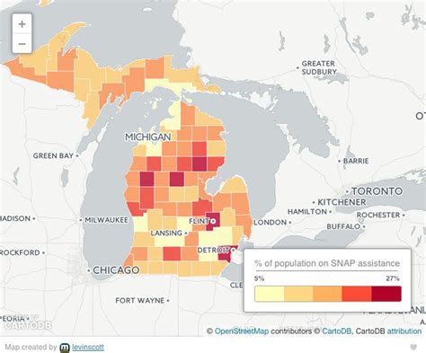 Food security council initial report: Map shows number of food-stamp benefits in each Michigan ...
