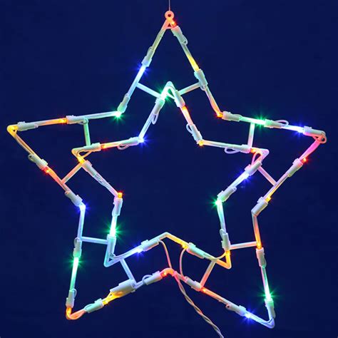 15 Lighted Led Double Star Christmas Window Silhouette Decoration