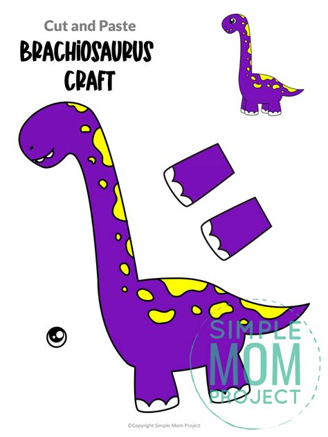 Cut and Paste Dinosaur Crafts for Kids - Simple Mom Project