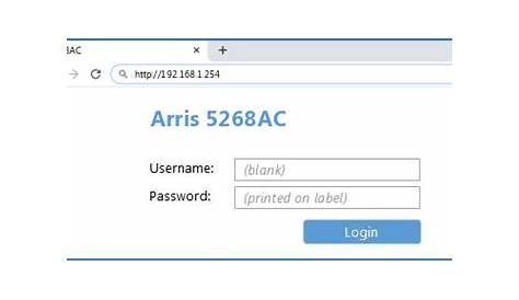 Arris 5268AC - Default login IP, default username & password