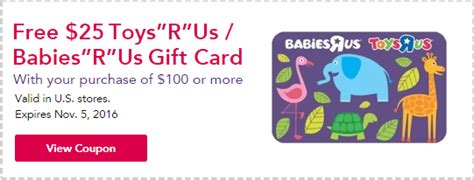 Maybe you would like to learn more about one of these? Toys R Us/Babies R Us - Free $25 Gift Card w/ $100 ...