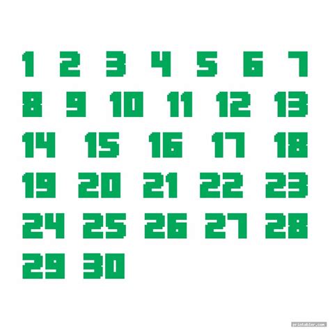 Printable Number Chart 1 To 30