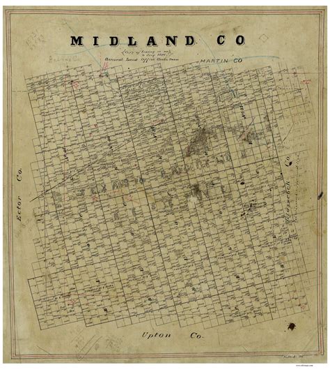 Midland County Texas 1896 Old Map Reprint Old Maps