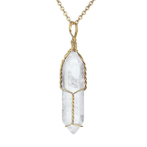 Jadenova Full Wire Wrapped Energy Healing Crystal Gemstone Pendant