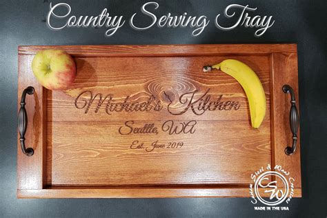 Wood Serving Tray Serving Tray Rustic Wood Serving Tray ...