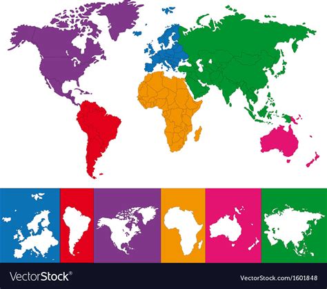 Colorful World Map Royalty Free Vector Image Vectorstock