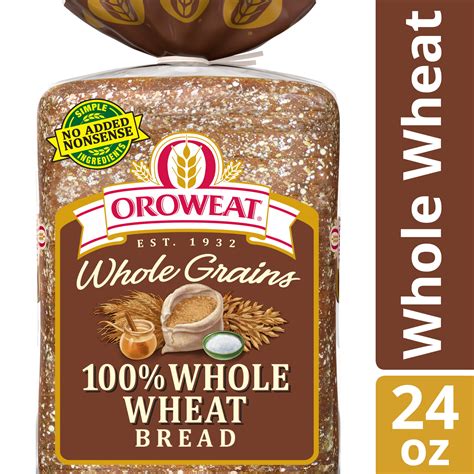 Oroweat Whole Grains 100% Whole Wheat Bread, Baked with Simple ...