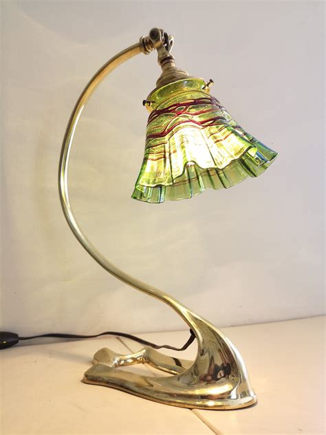 Tiffany Art Nouveau Lamp Colured Glass Table Light