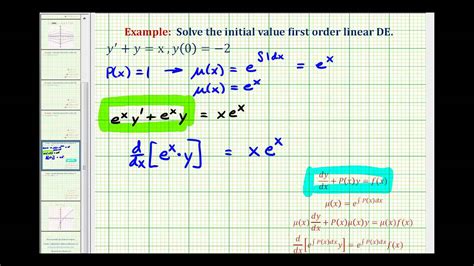 Ex 3 Solve A Linear First Order Differential Equation Initial Value