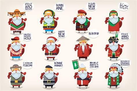 Santa Claus In Different Countries ~ Illustrations On Creative Market