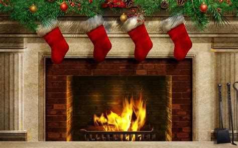 Christmas Fireplace Fire Holiday Festive Decorations Wallpapers Hd