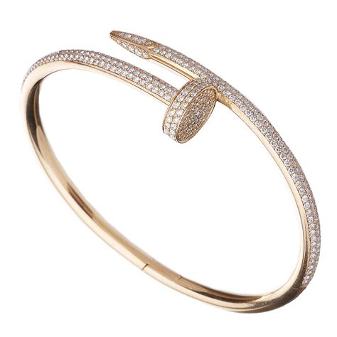 Cartier K Yellow Gold Diamond Pave Juste Un Clou Bracelet