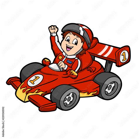 Formula 1 Car Cartoon Car Racing Vector Illustration Vector De