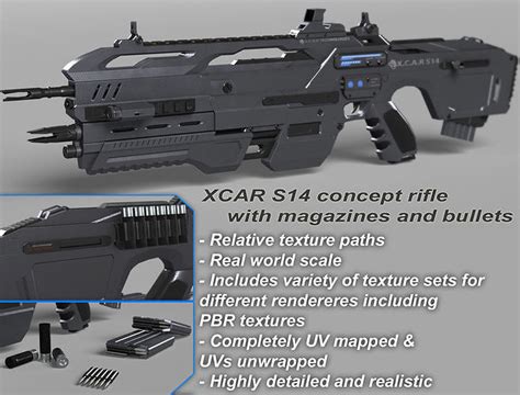 Futuristic Assault Rifle Xcar S14 3d Model Cgtrader