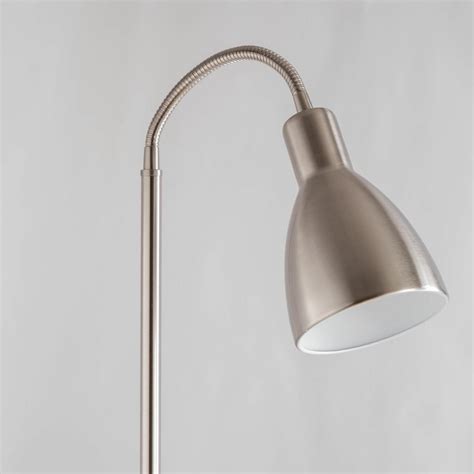 Adjustable Reading Floor Lamp 134cm Flexi Silver Satin Nickel Modern
