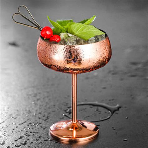 Stylish Cocktail Glass Stainless Steel Silver Rose Gold Apollobox