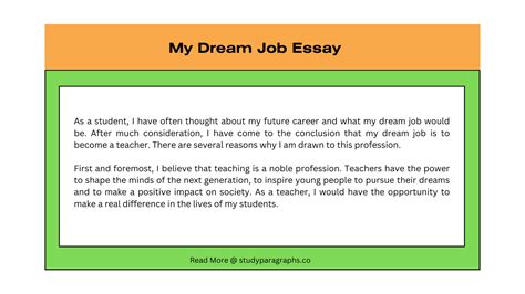 My Dream Career Essay Doctor And Teacher Study Paragraphs