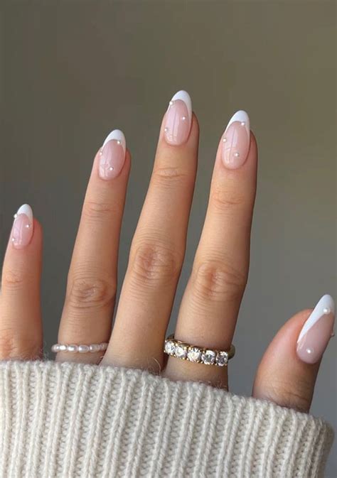 Wedding Nails For Brides Mismatch White Swirl French Tip Nails
