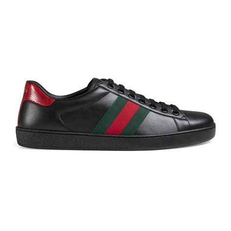 Gucci Leather Ace Embroidered Low Top Sneaker In Black For Men Save