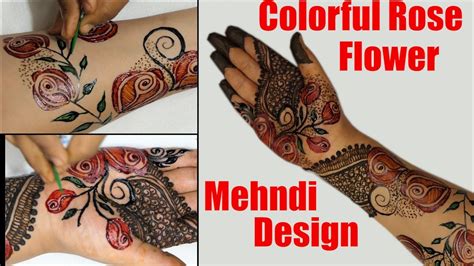 What a stunning bride does she make! Colorful Rose Flower Patch Mehndi | Henna Mehndi Design ...