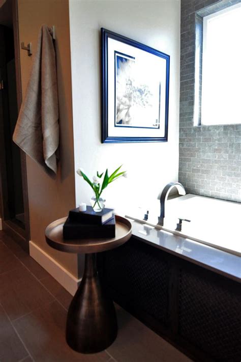 They are terrific to place in a residence or apartment with restricted space. Bathtub With Metallic Side Table in Contemporary Bathroom ...