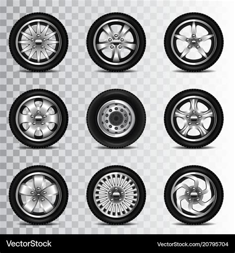 Car Wheels Icons Set Royalty Free Vector Image