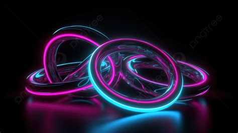 Colorful Neons In The Form Of Rings Background 3d Rendering Pink And