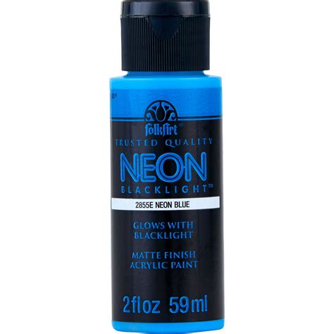 Folkart 2855e Neon Blacklight Acrylic Craft Paint Matte Finish Blue