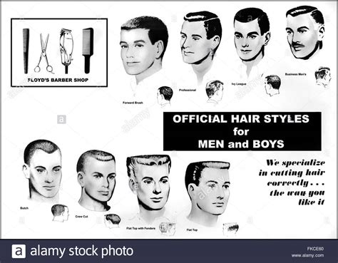 In fact, many of these styles. 1950s USA Floyd's Barber Shop Book Plate Stock Photo ...