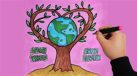 How To Draw Save Trees Save Earth Drawing For Kids Easy And Step By
