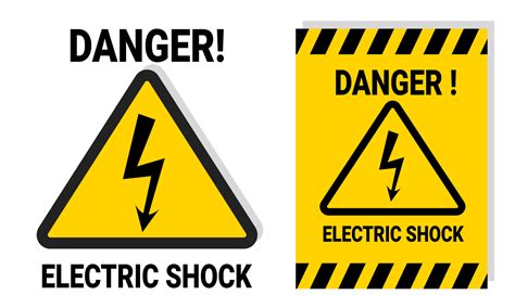 Electric Shock Hazard Warning Sign For Work Or Laboratory Safety With Printable Yellow Sticker