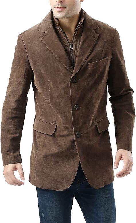 Bgsd Mens Brett Leather Jacket Suede Sport Coat Jacket Brown Large