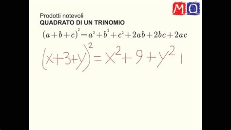 Prodotti Notevoli Quadrato Di Un Trinomio Youtube