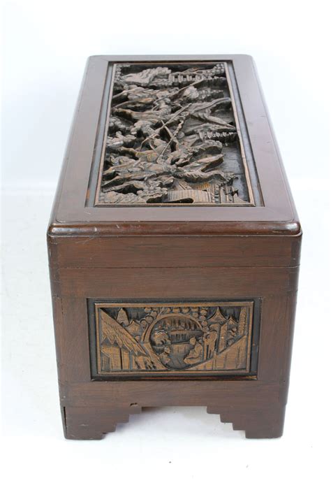 Plywood vintage large wooden treasure chest brown coffee table buried treasure chest 35.4 x 20 x 16.5 inch (lxwxh). Carved Chinese Camphor Wood Chest / Coffee Table