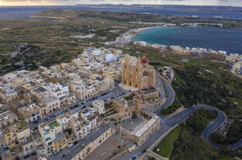 Malta Northern Region Mellieha Aerial View Of Coastal Town With
